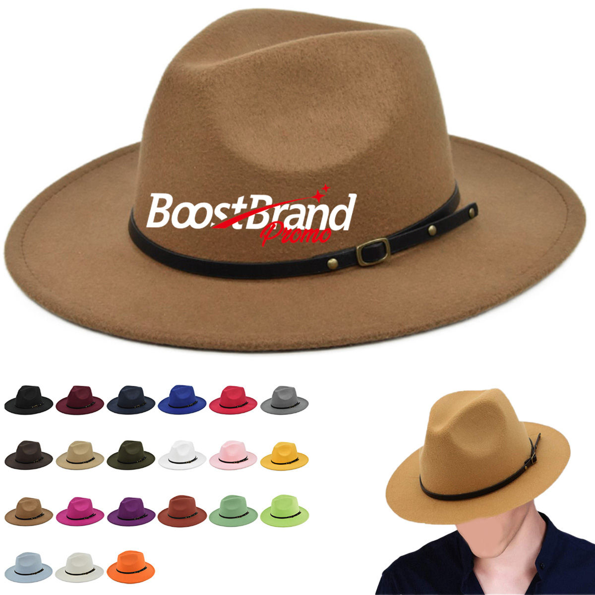 Vintage Wide Brim Wool Fedora Hat