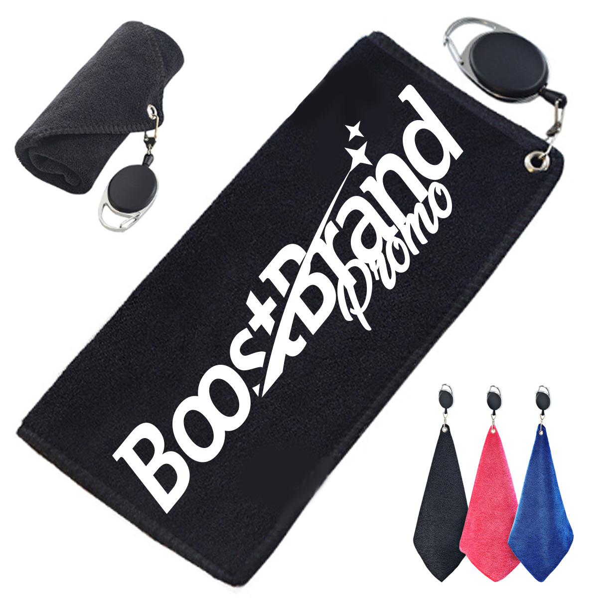 Retractable Golf Towel with Carabiner Clip