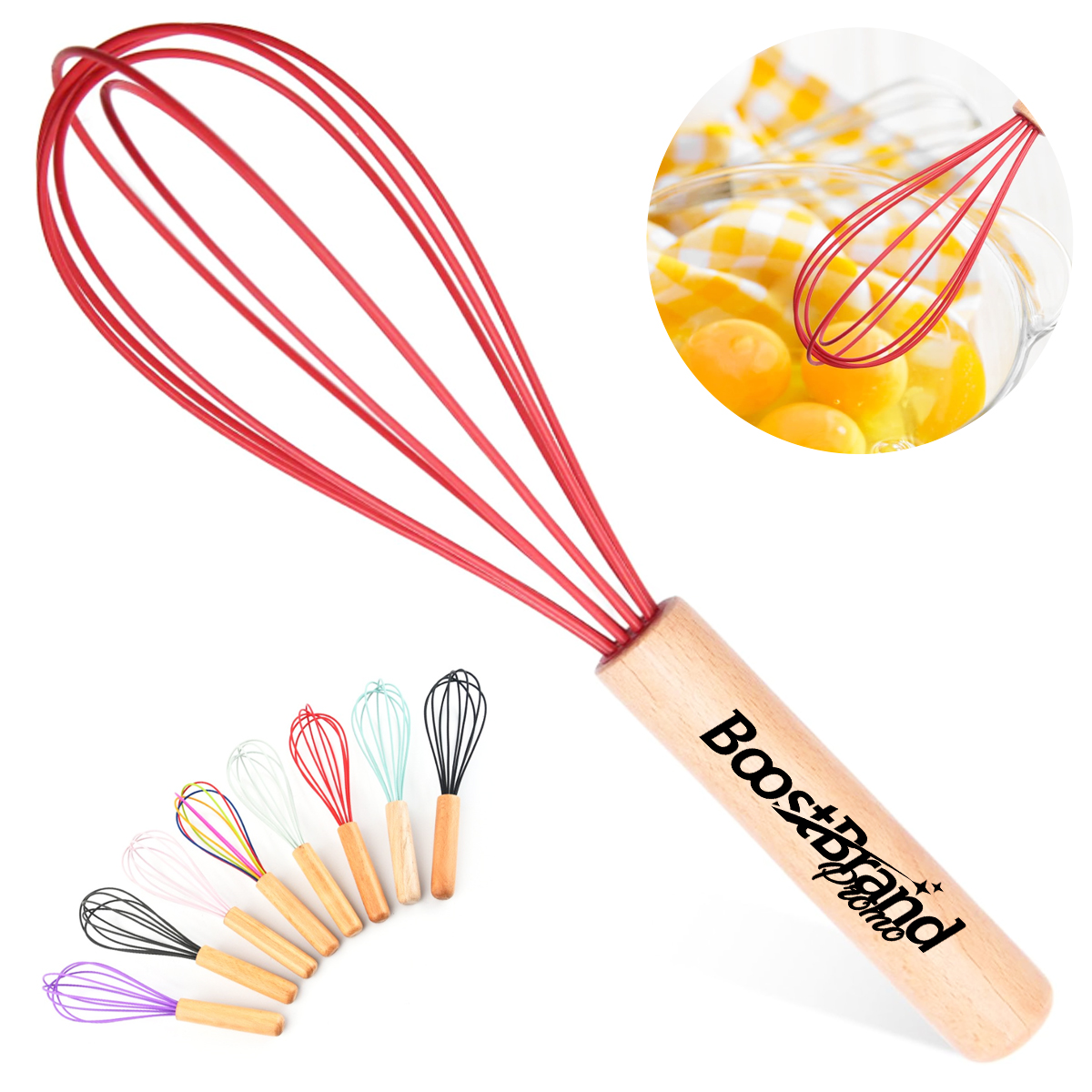 Silicone Whisk with Natural Wood Handle