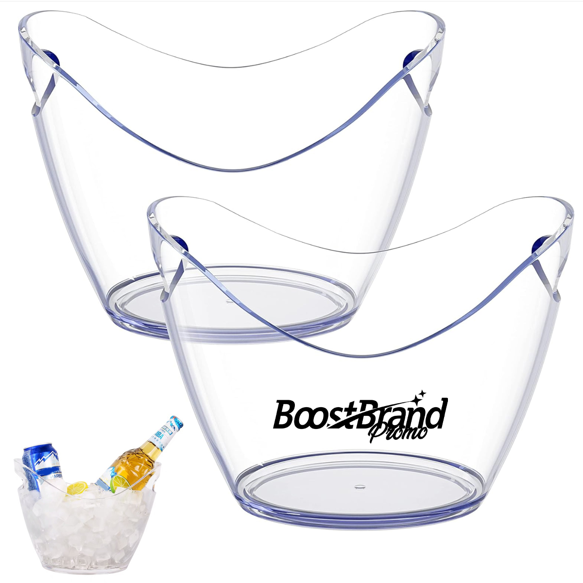 9L Clear Acrylic Ice Bucket with Handles