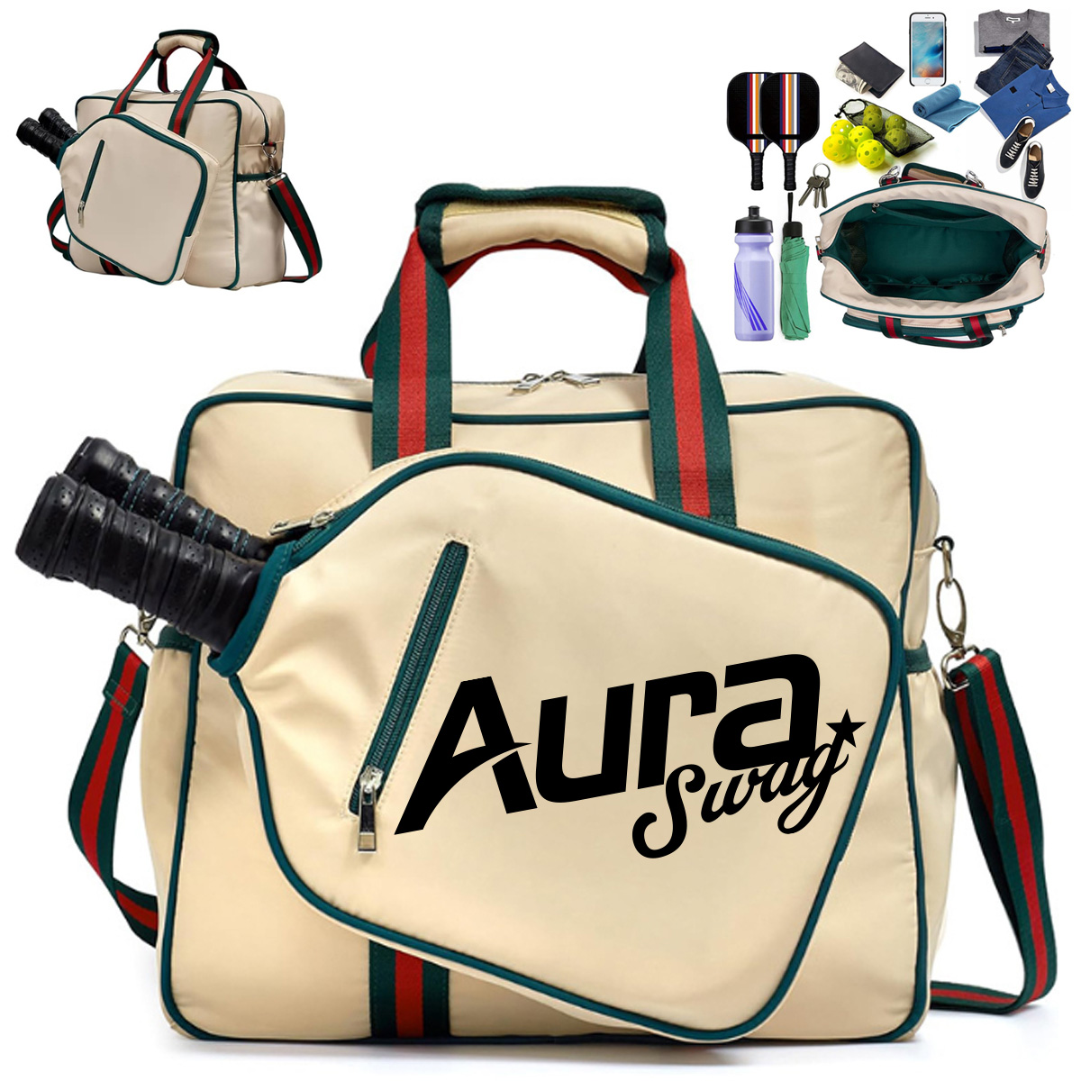 8L Pickleball Sling Bag W/ Racket Holder