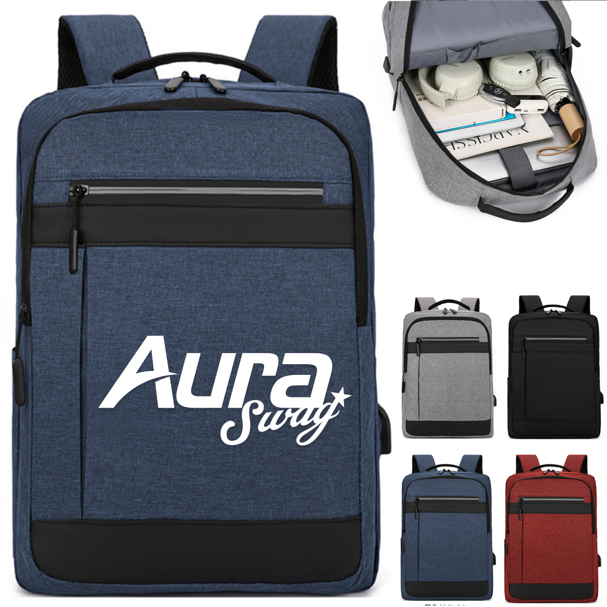 Waterproof Business Laptop Backpack W/ USB College Bookbag