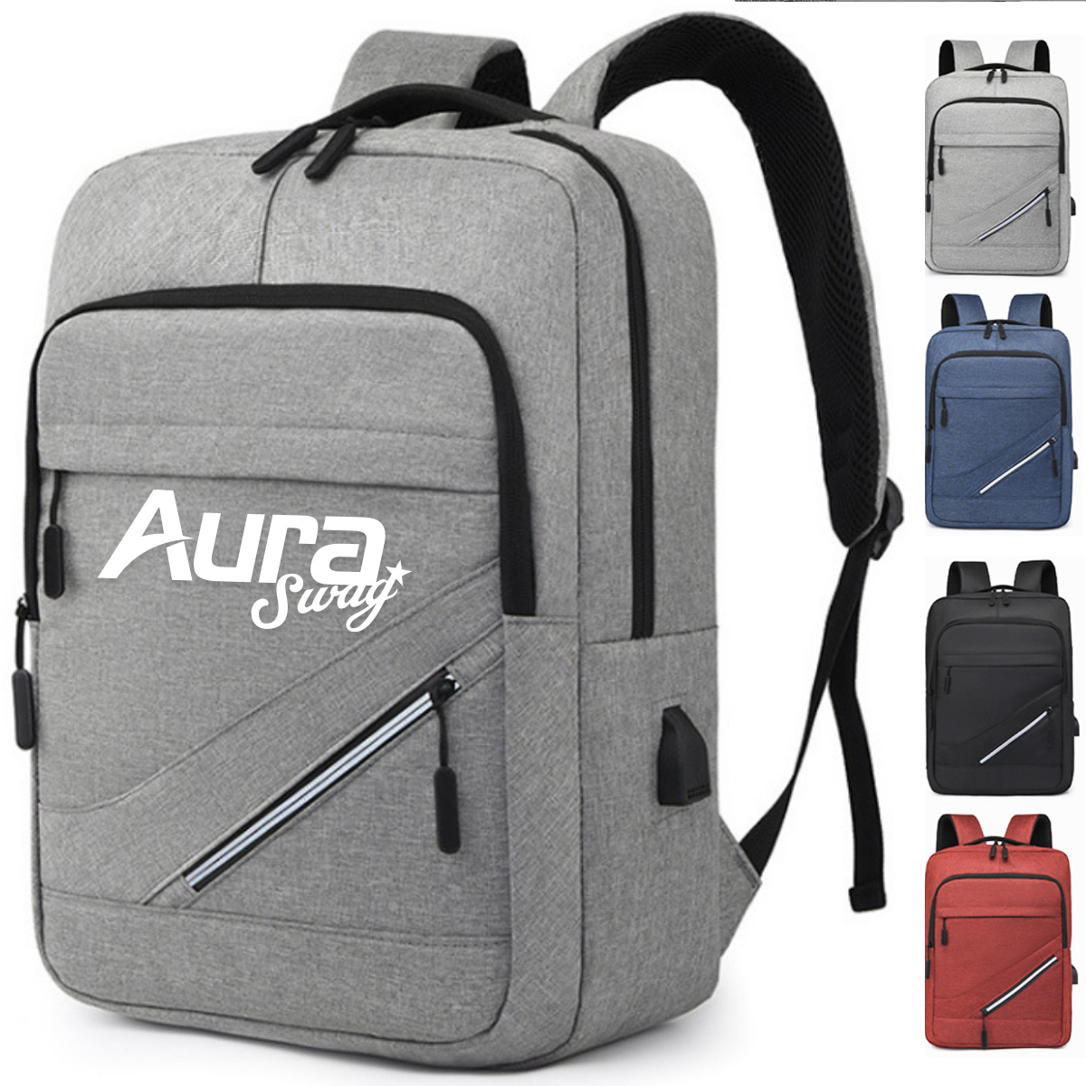 Water-Resistant Business College Laptop Backpack W/ USB Port