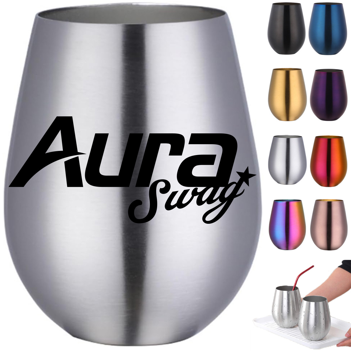 Customizable Colorful Stainless Steel Wine Glass