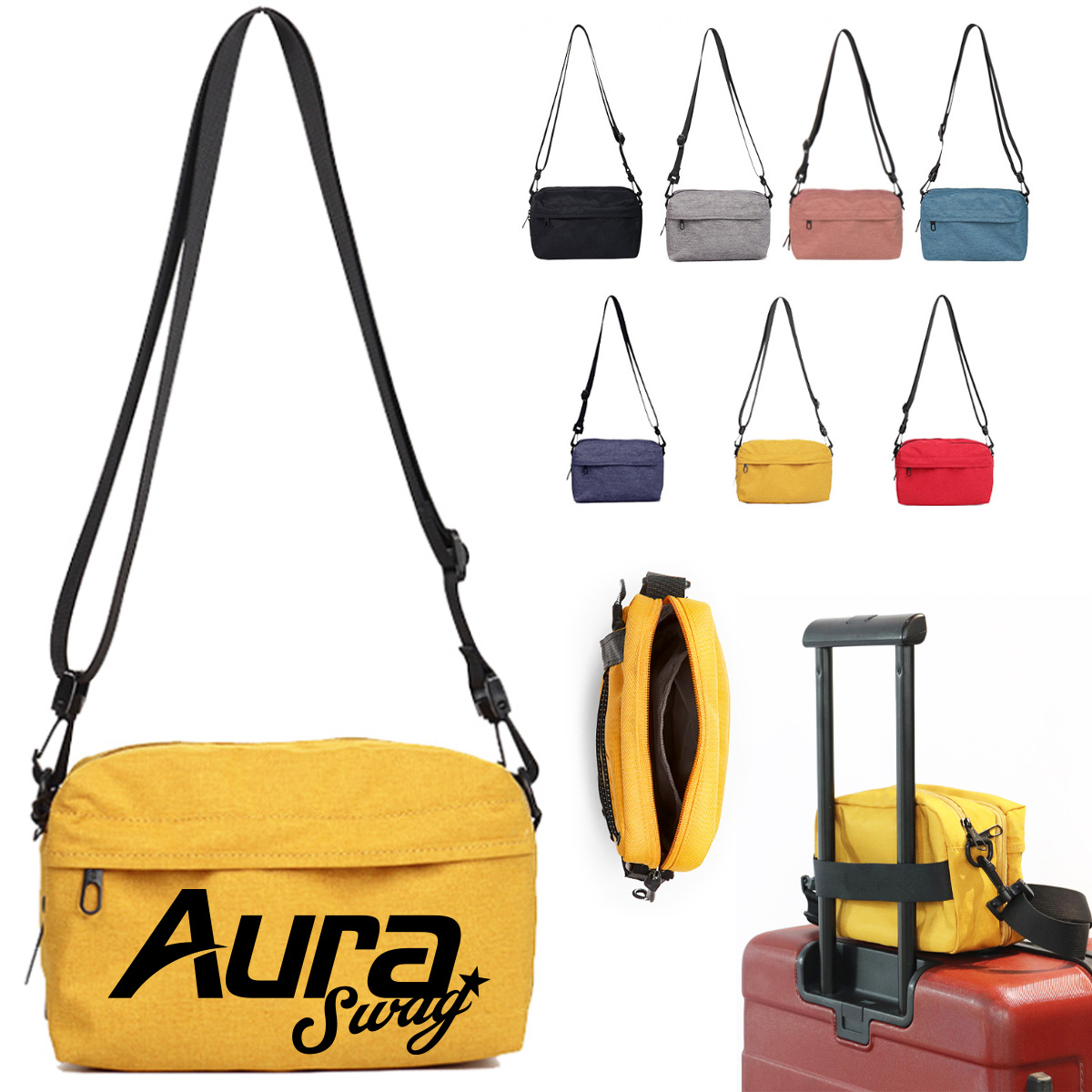 Travel Crossbody Bag with Luggage Strap