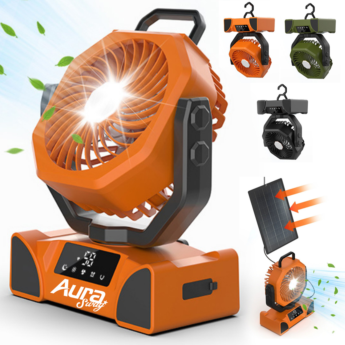 Outdoor Camping Fan with Rechargeable Light