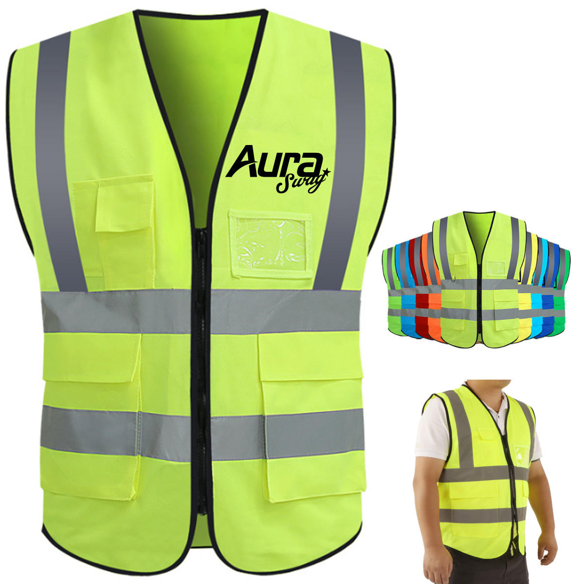 Reflective Safety Vest with Multi-Pockets