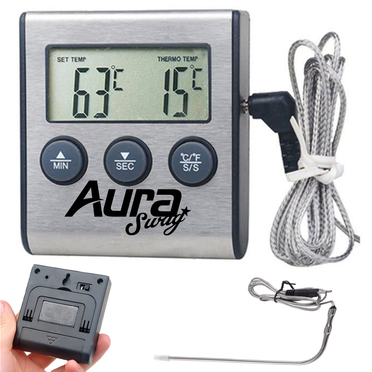 Digital Cooking Thermometer with Stainless Steel Probe