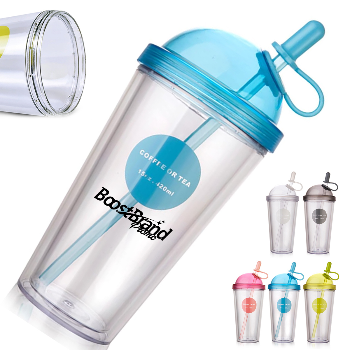 24oz. Double Wall Reusable Cup with Straw