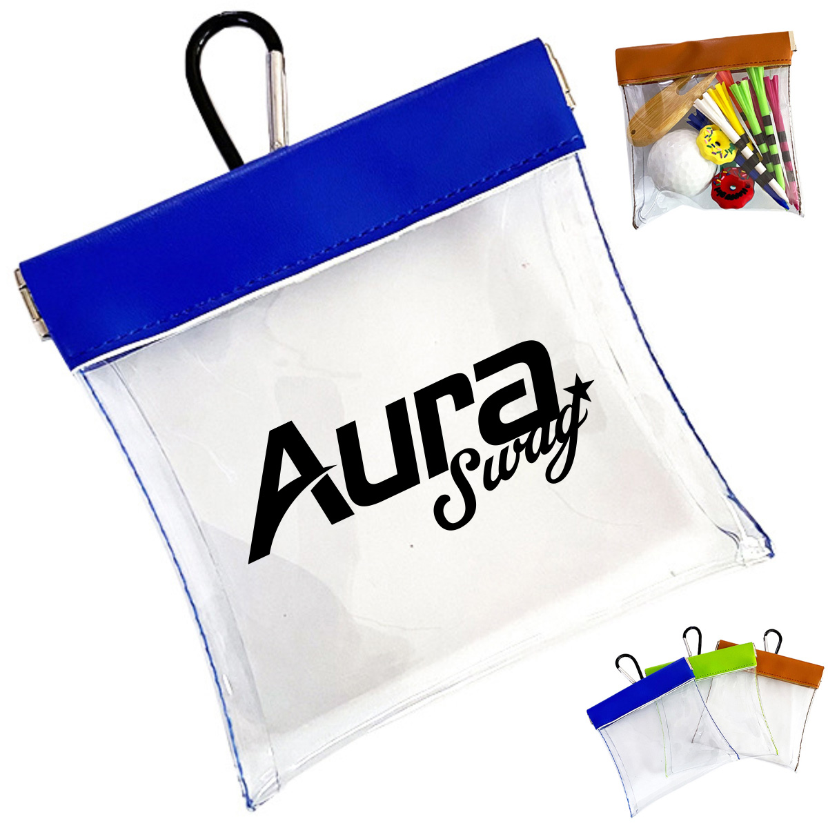 Clear Auto-Close Golf Accessory Pouch for Tees