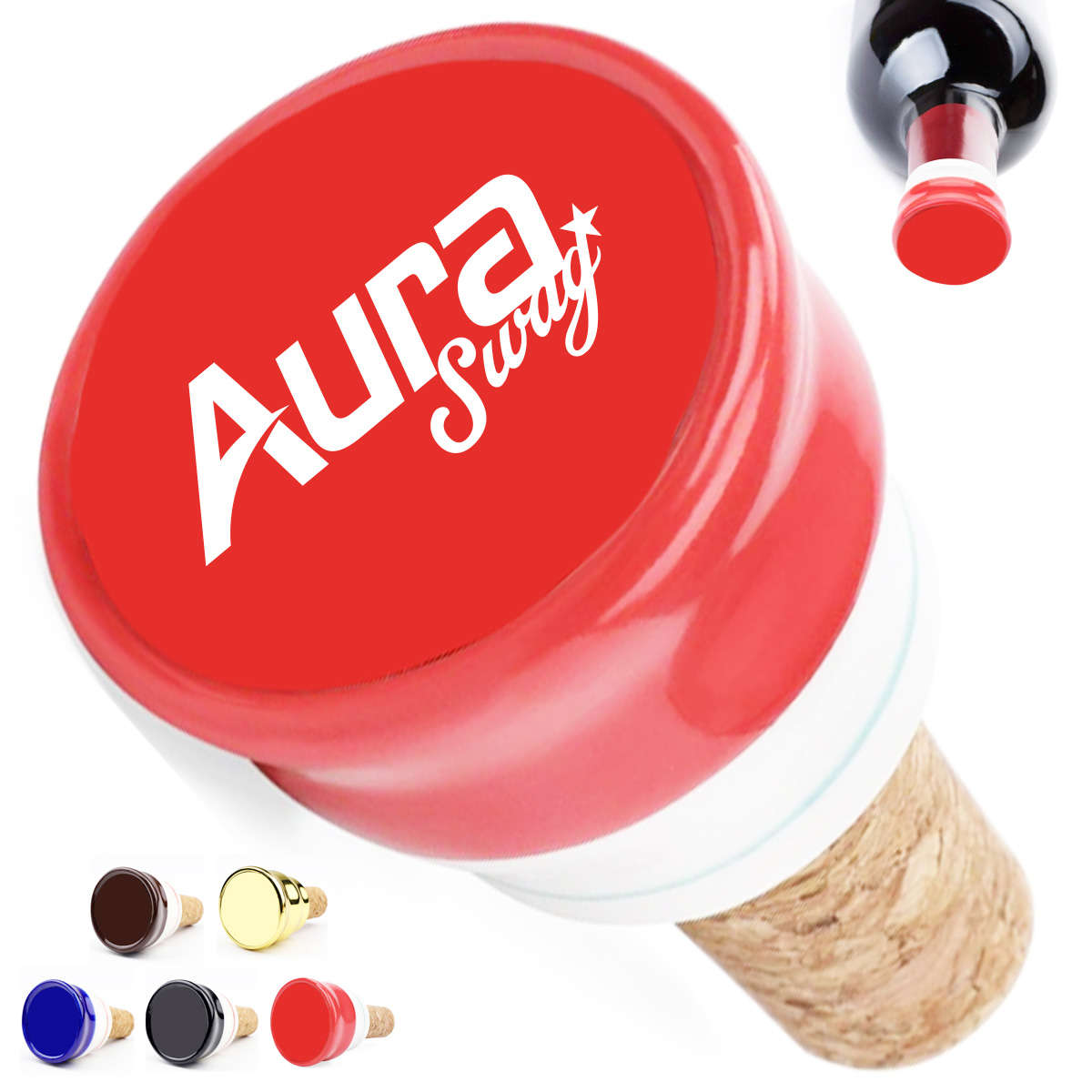 Custom Imprinted Wine Stopper with Cork Base