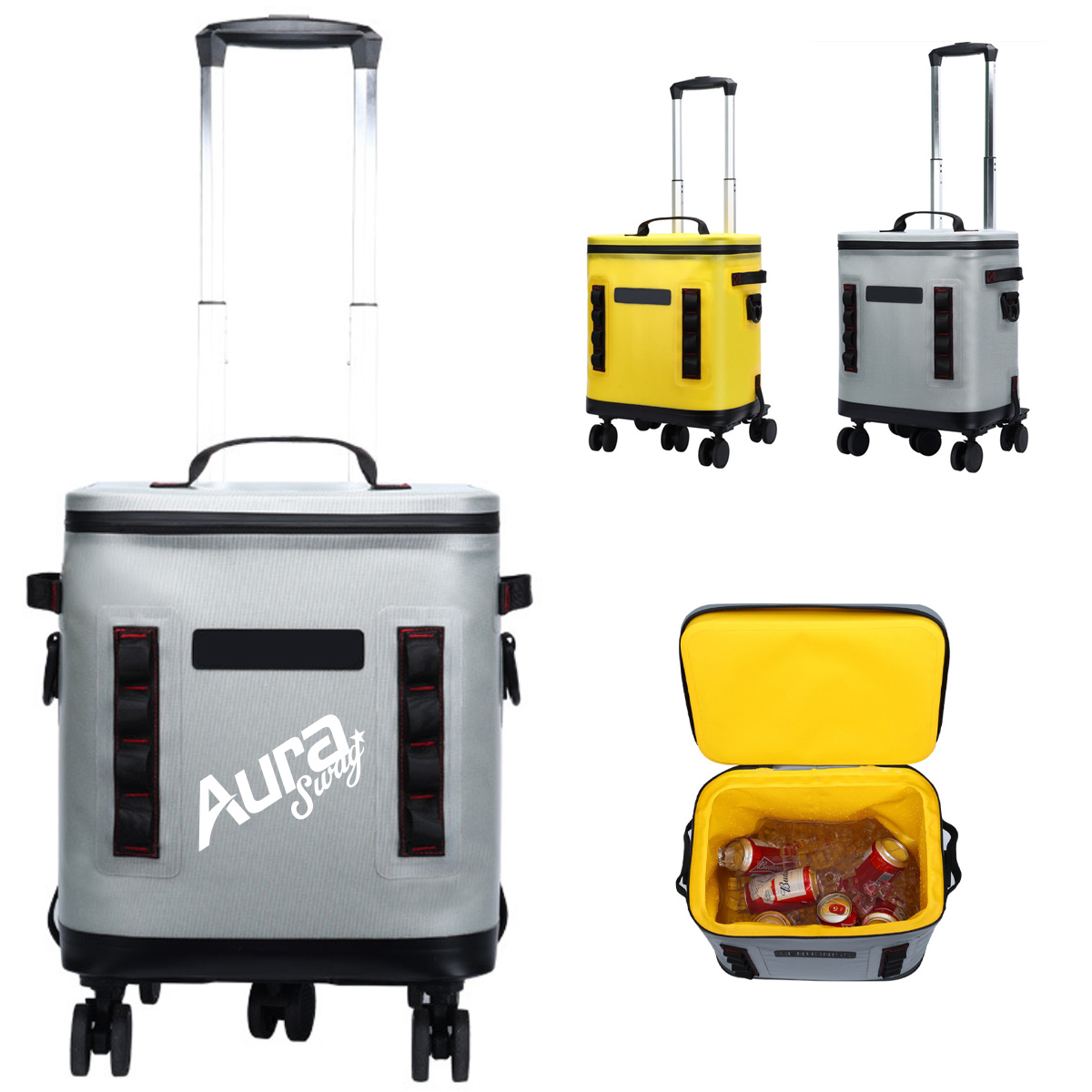 32L Collapsible Rolling Utility Cart with Telescopic Handle