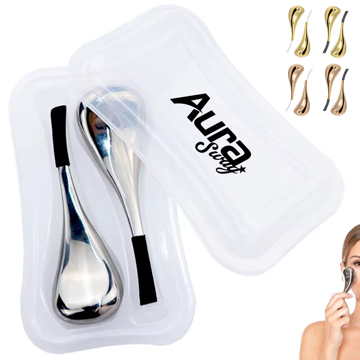 Luxury Gold Tone Beauty Massage Wand for Facial and Eye Care