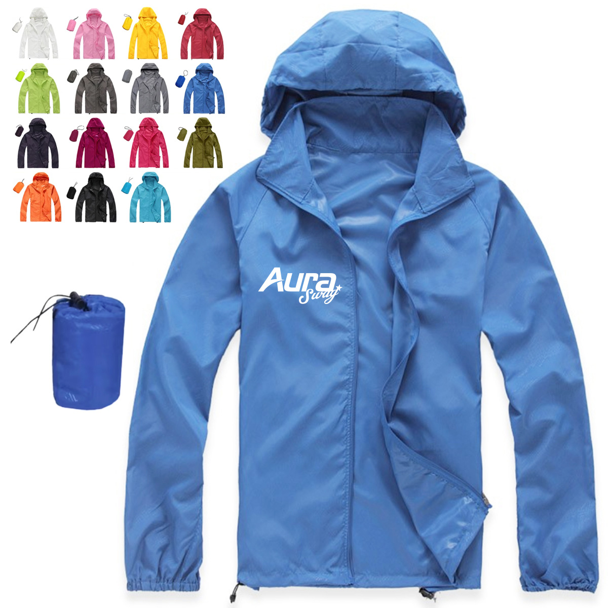 Lightweight Hooded Water Resistant Windbreaker Jacket