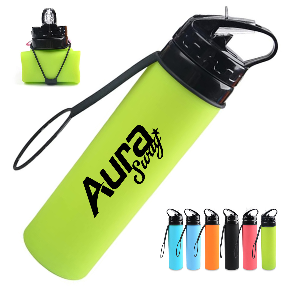 20Oz. Collapsible Silicone Water Bottle for Travel