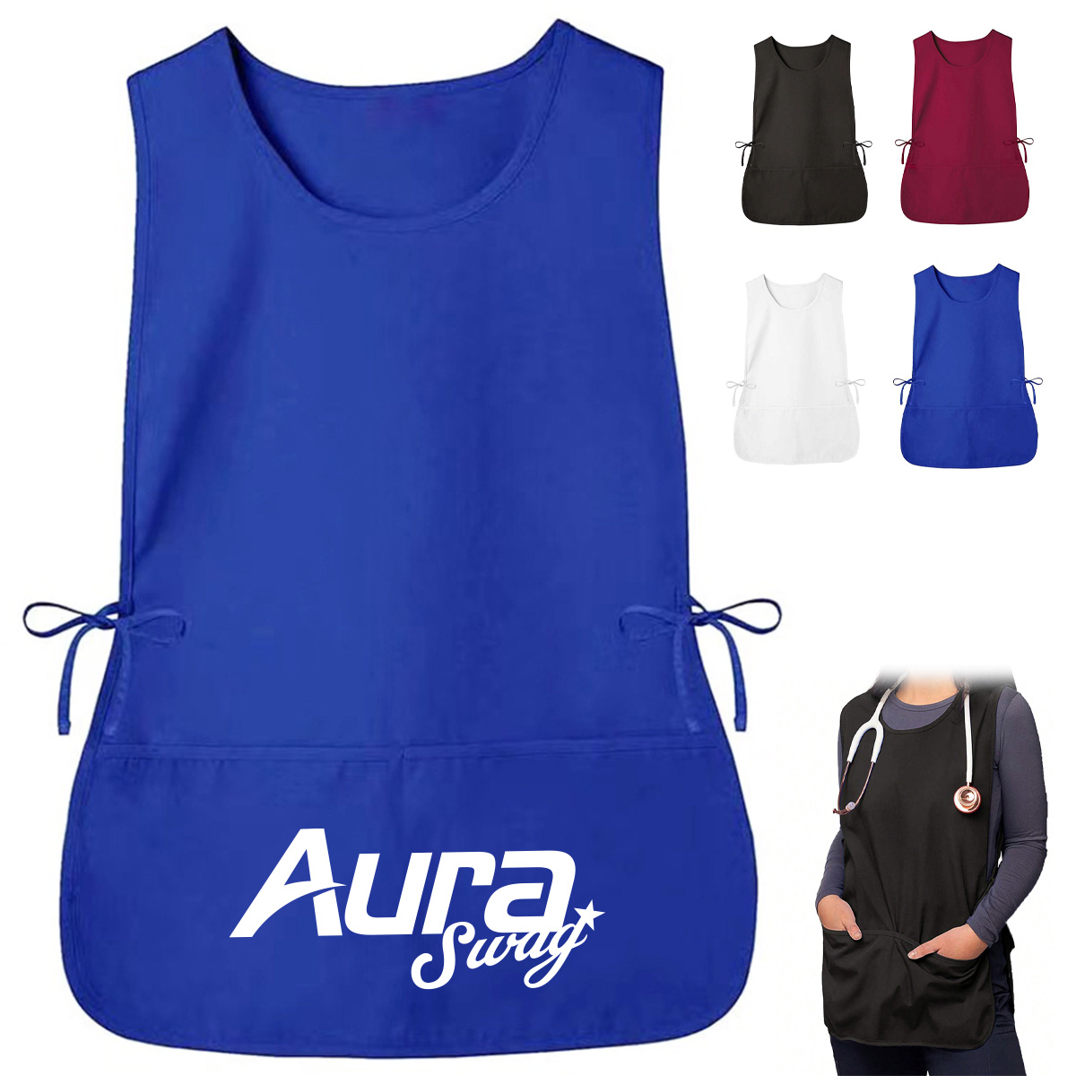 Durable Chef Apron with Large Pocket for Restaurant Uniforms