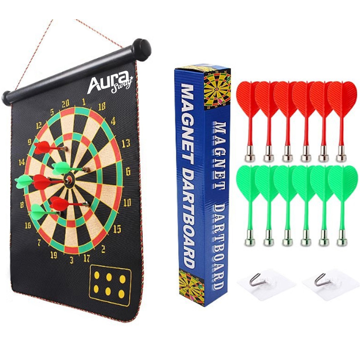 Roll Up Magnetic Dartboard Set with Safety Darts
