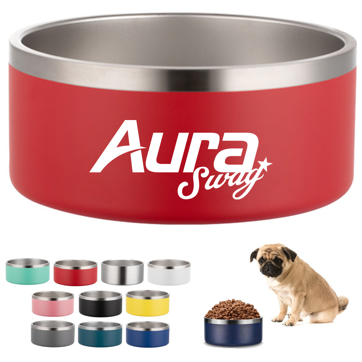 16oz Stainless Steel Pet Bowl with Color Coating