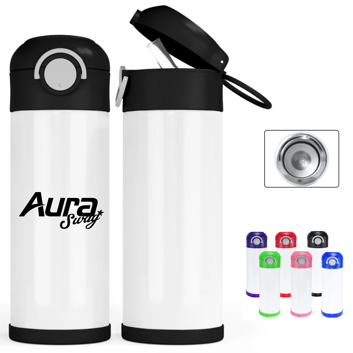 350ml Flip Straw Sports Water Bottle with Custom Logo