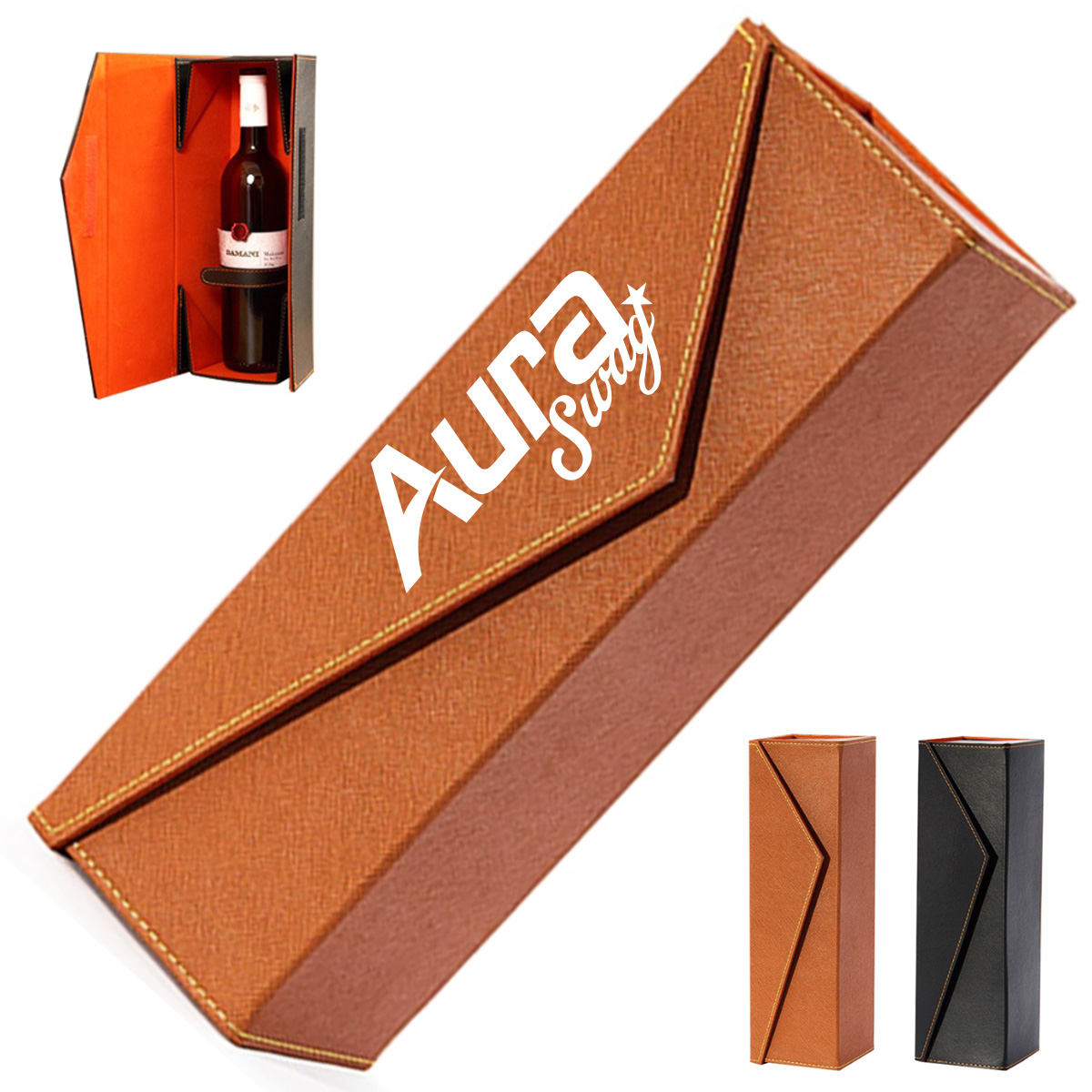 Leather Wine Bottle Gift Box Single Holder