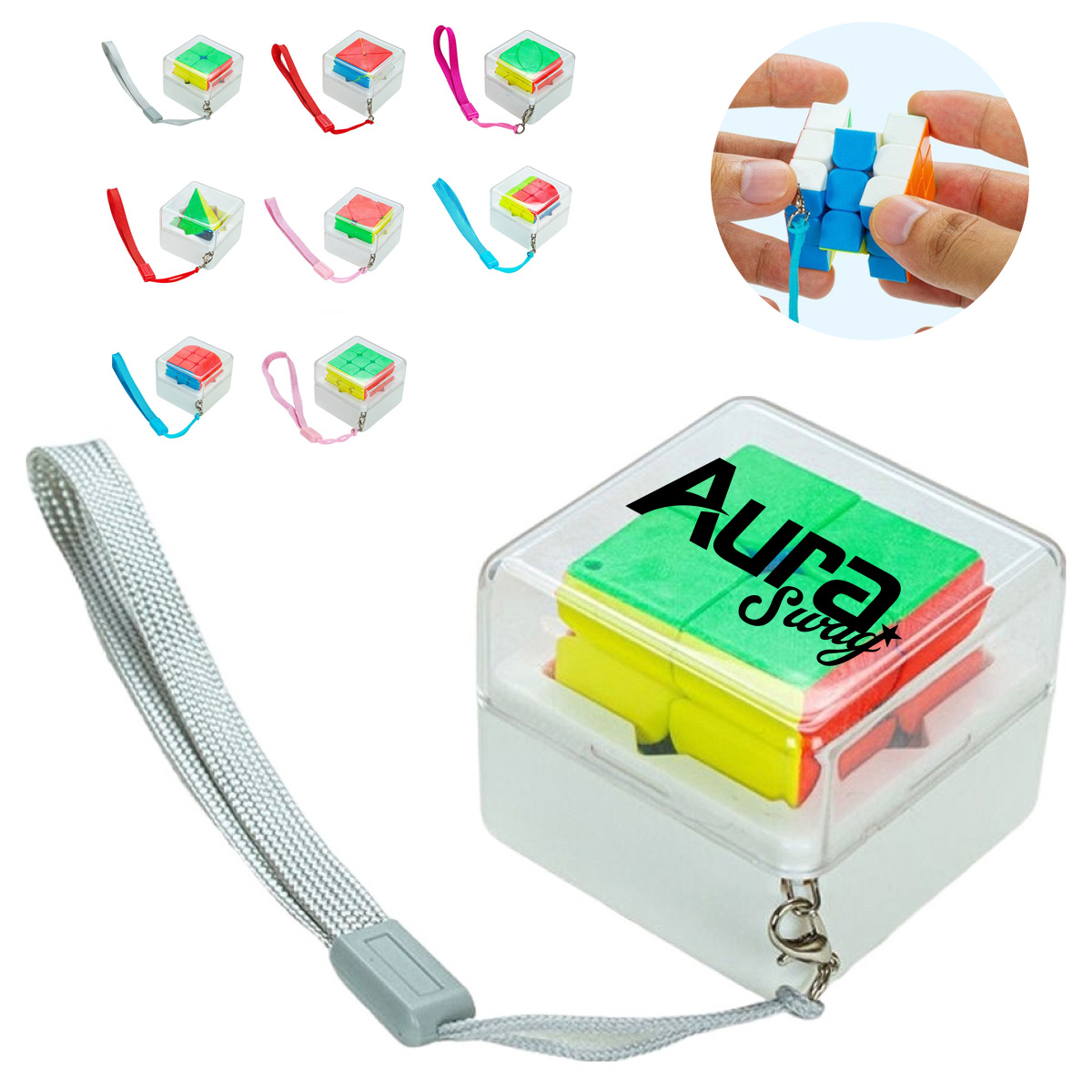 Mini Puzzle Cube with Keychain Box