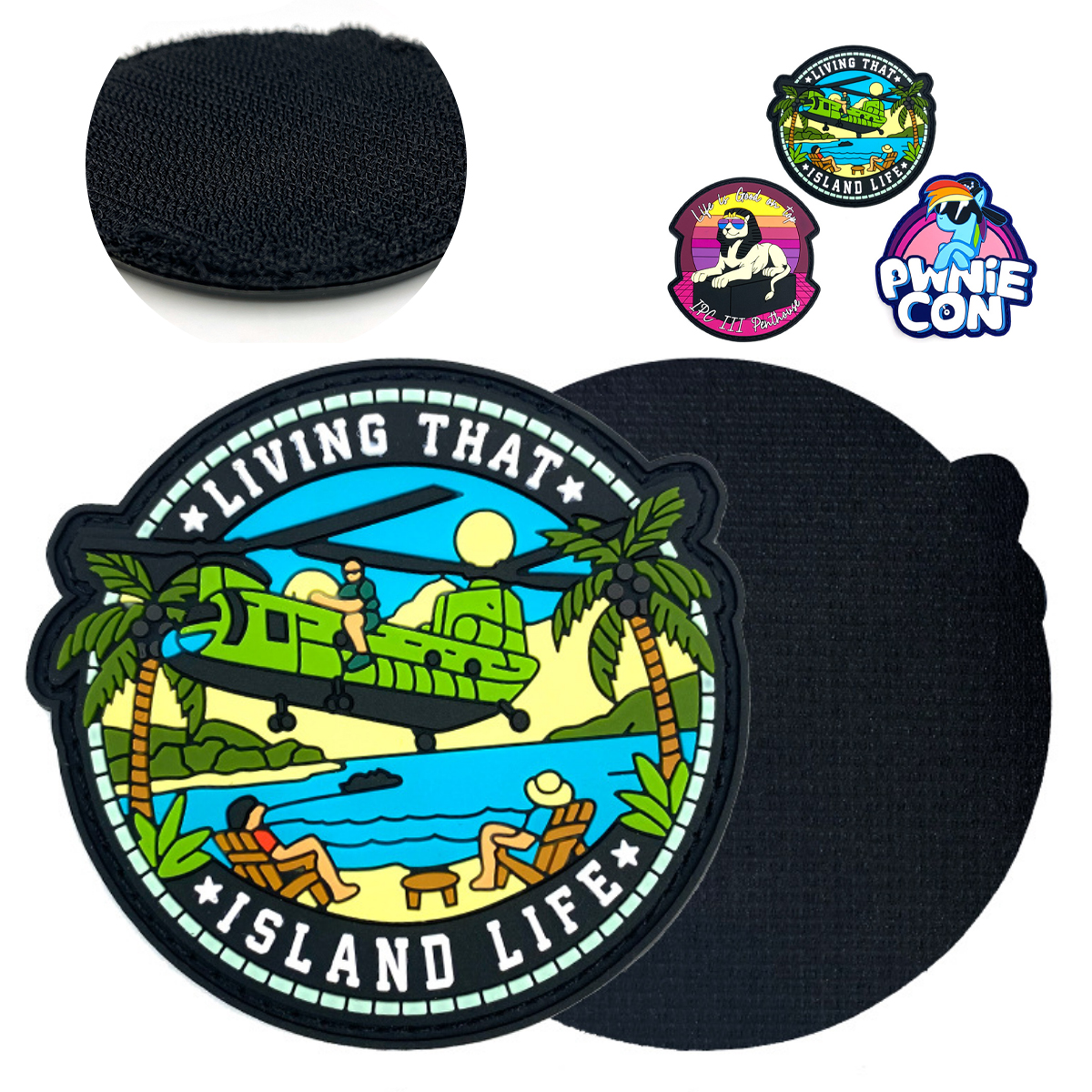 PVC Silicone Patch with 3D UV Printing Hook and Loop
