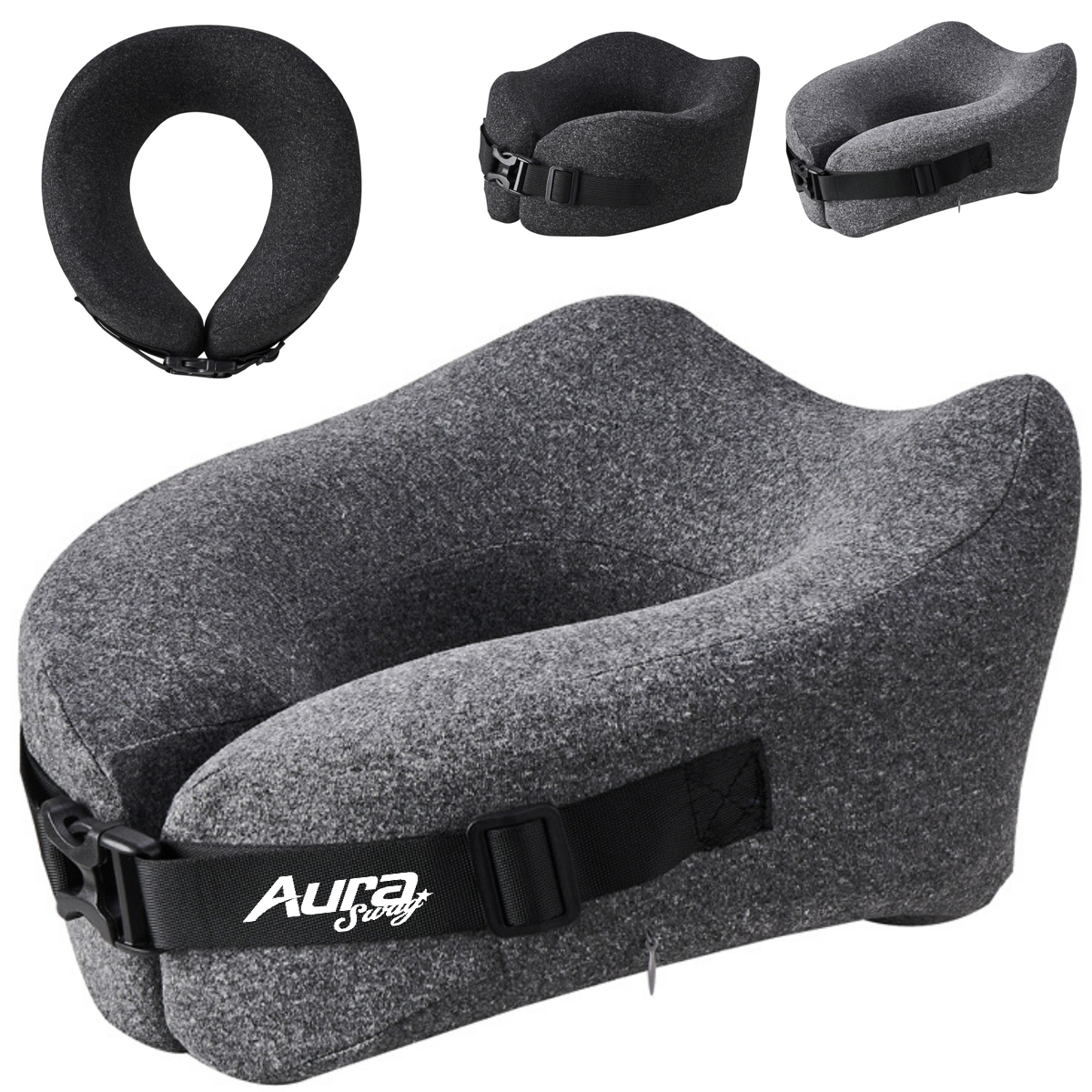 Memory Foam Travel Neck Pillow with Adjustable Strap