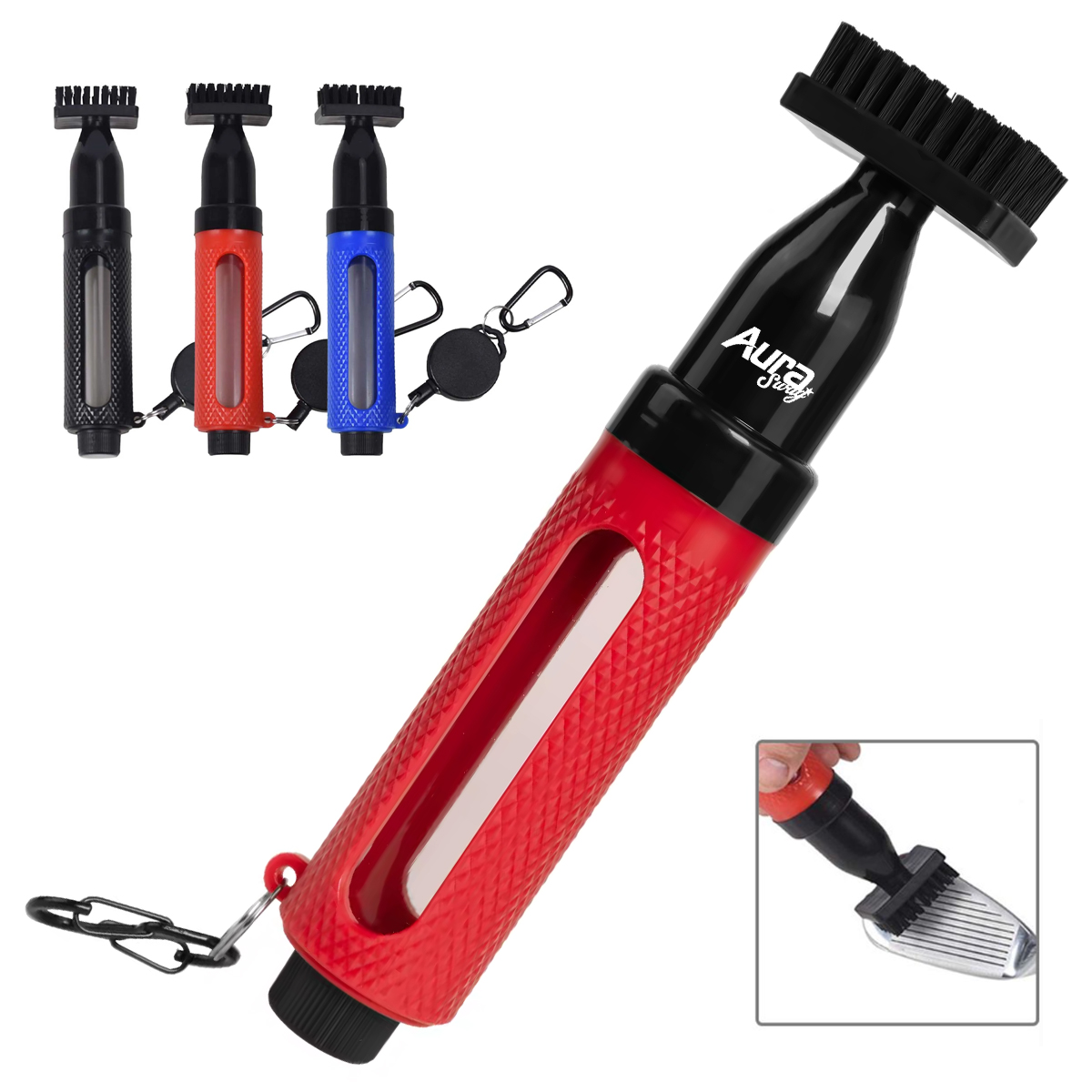 Golf Club Cleaning Brush with Retractable Clip
