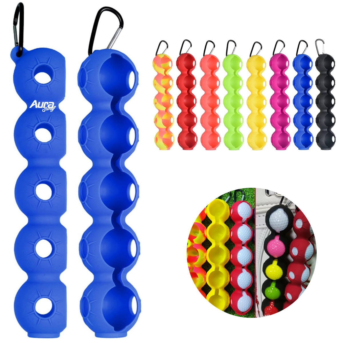 Golf Ball Holder Clip with Carabiner Portable Storage