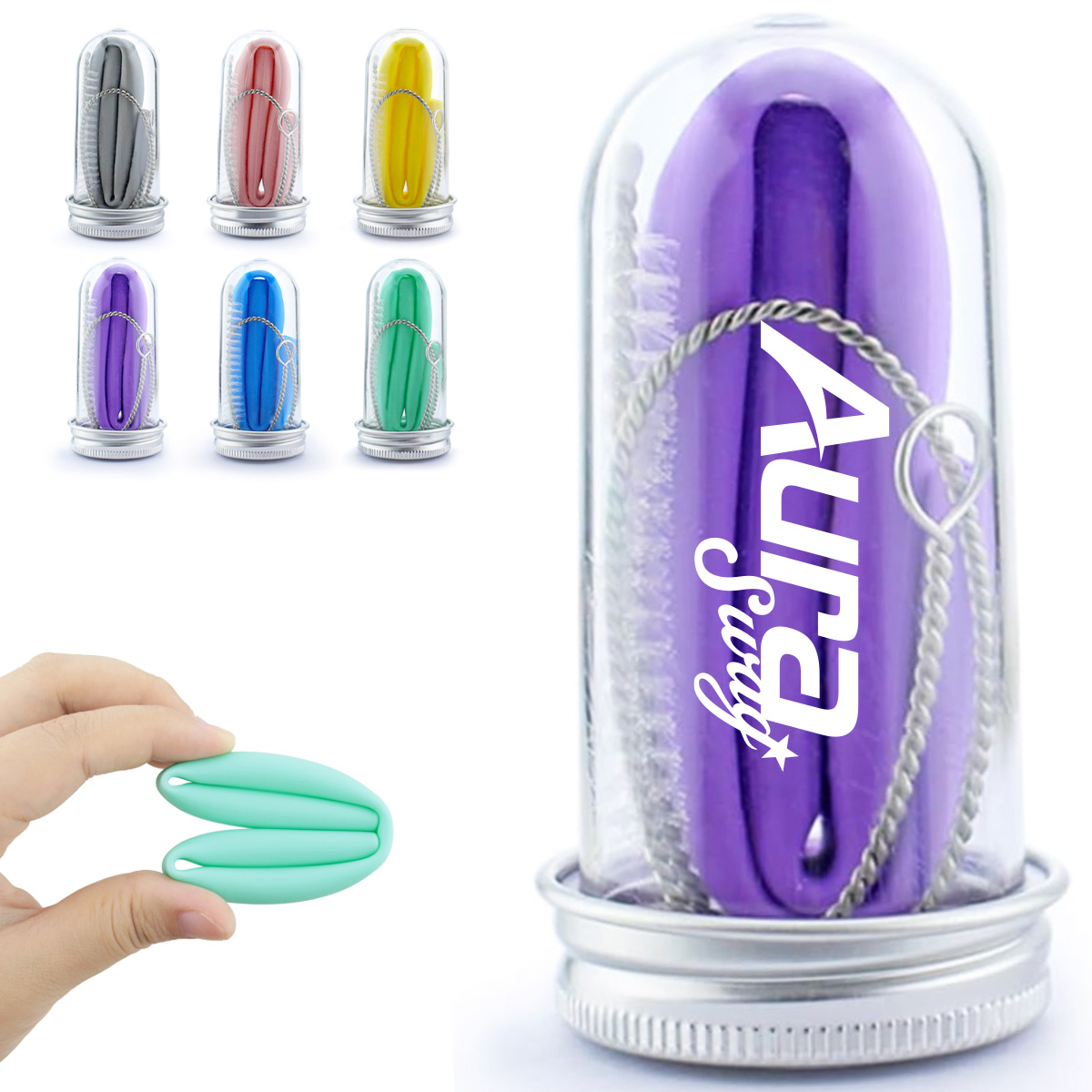 Reusable Silicone Folding Straw with Case
