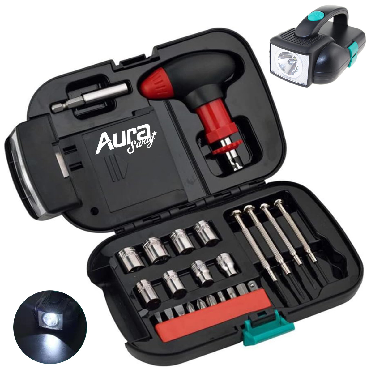 24 Piece Tool Kit with LED Flashlight