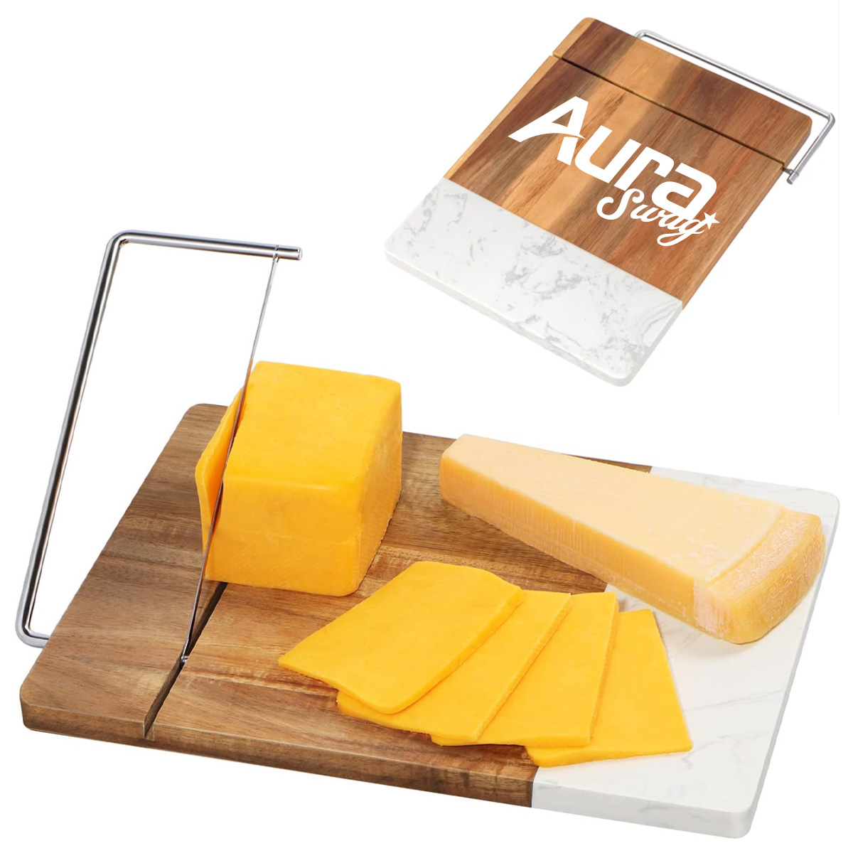 Marble Wood Cheese Slicer