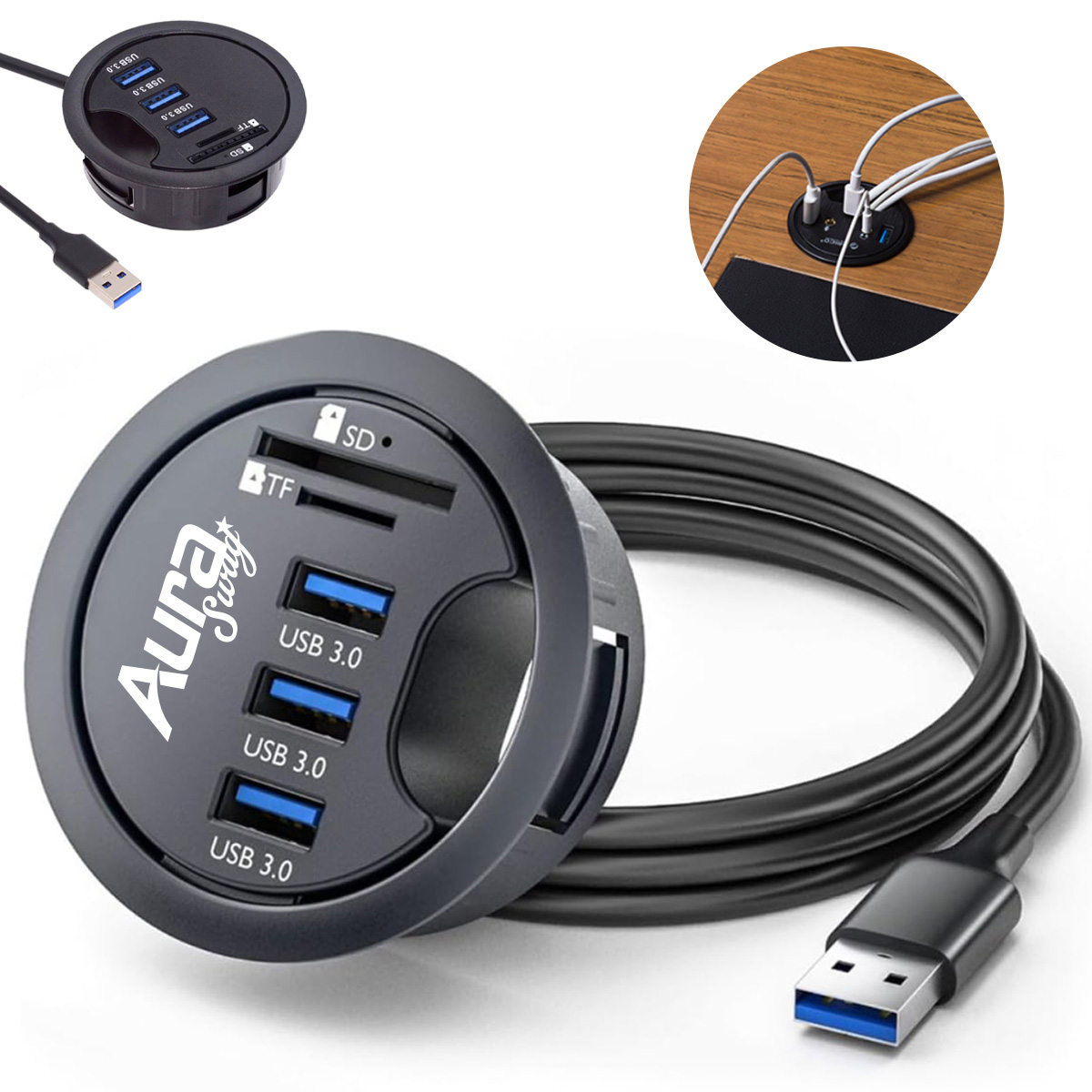 Desk Hub with Type C and Card Reader