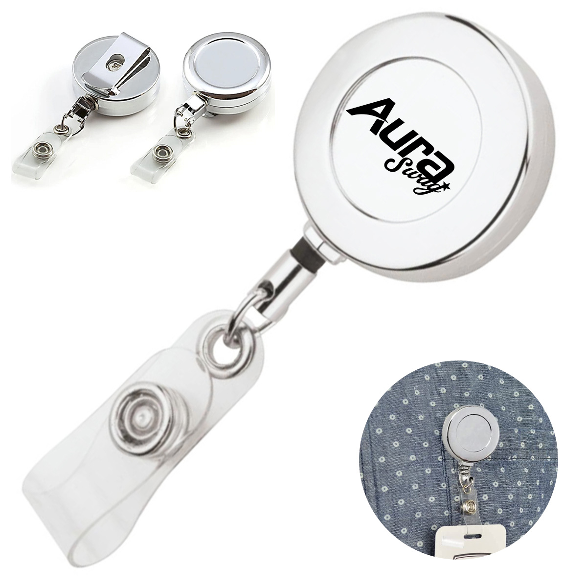Retractable Badge Reel with Steel Wire Clip