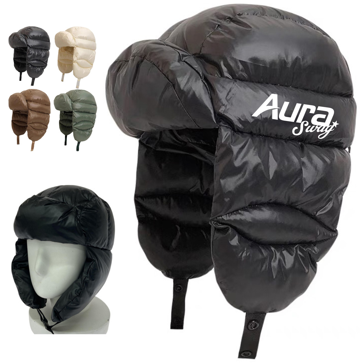 Winter Leather Trapper Hat with Ear Flaps