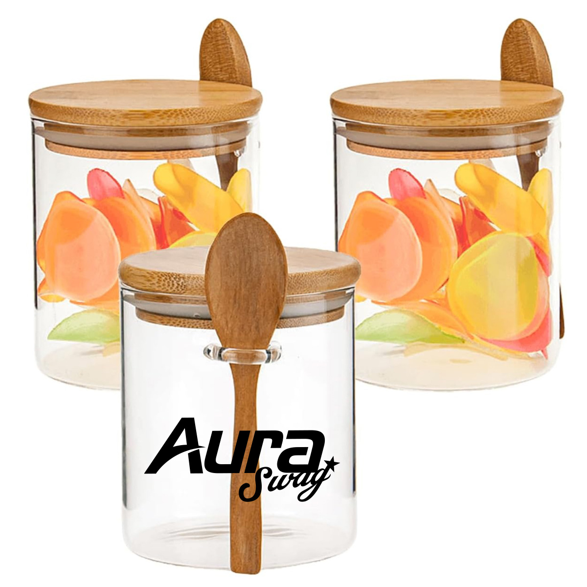 15oz. Glass Spice Jar with Bamboo Lid and Spoon