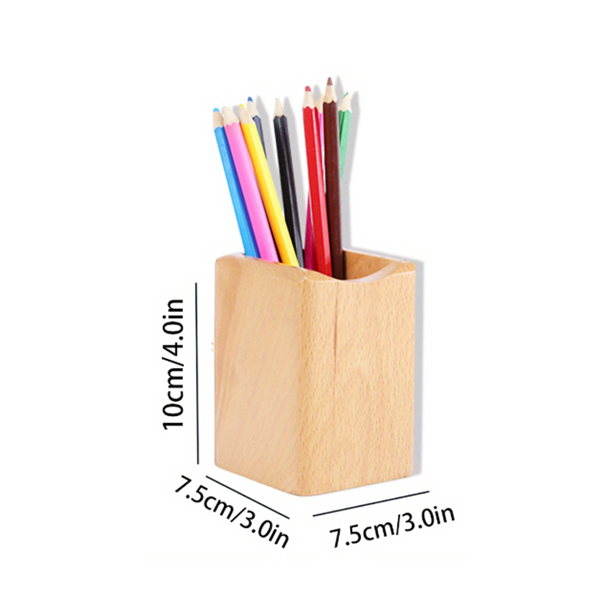 Custom Bamboo Wood Photo Frame Pen Holder Desk Organizer