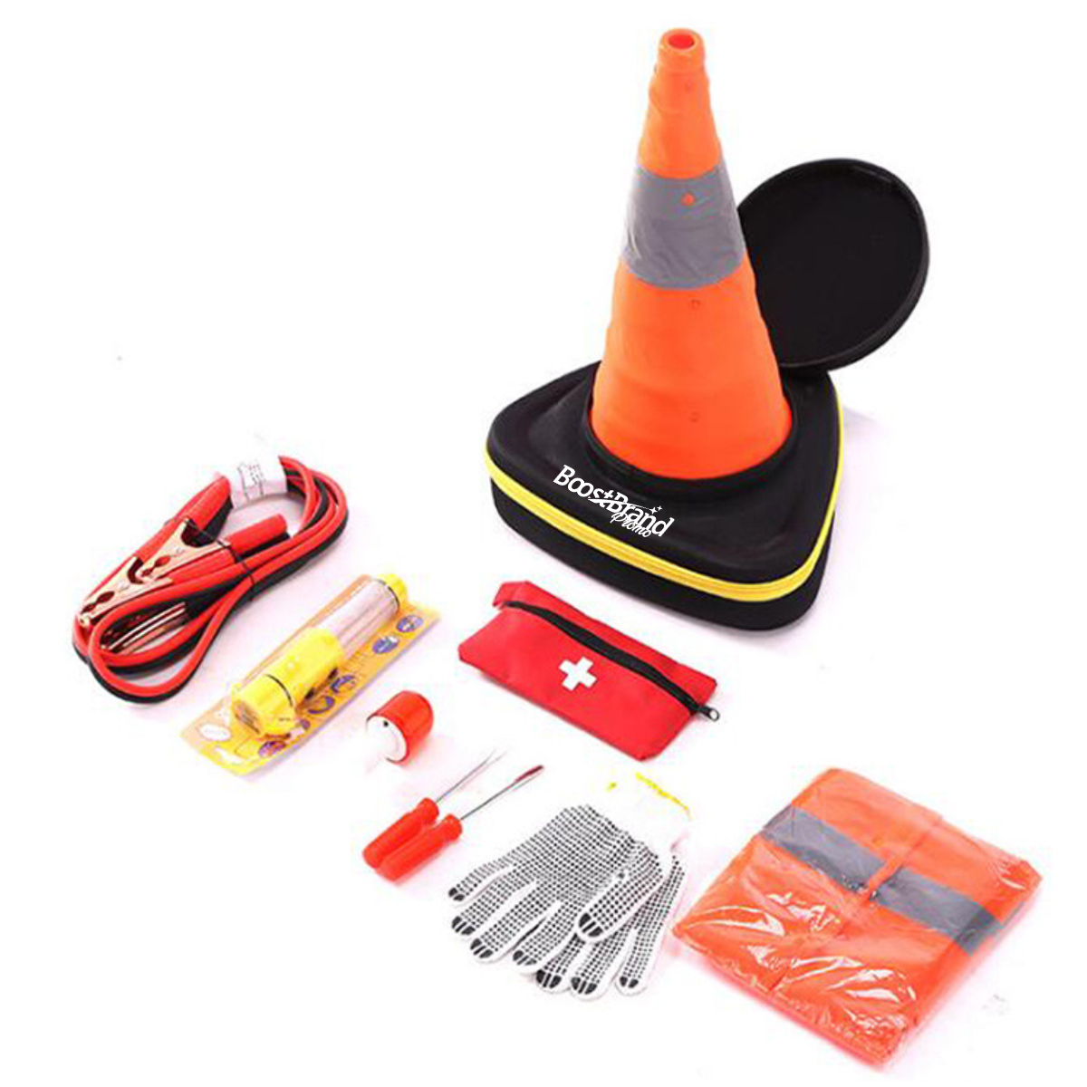 Custom Roadside Emergency Kit with Safety Cone Tool