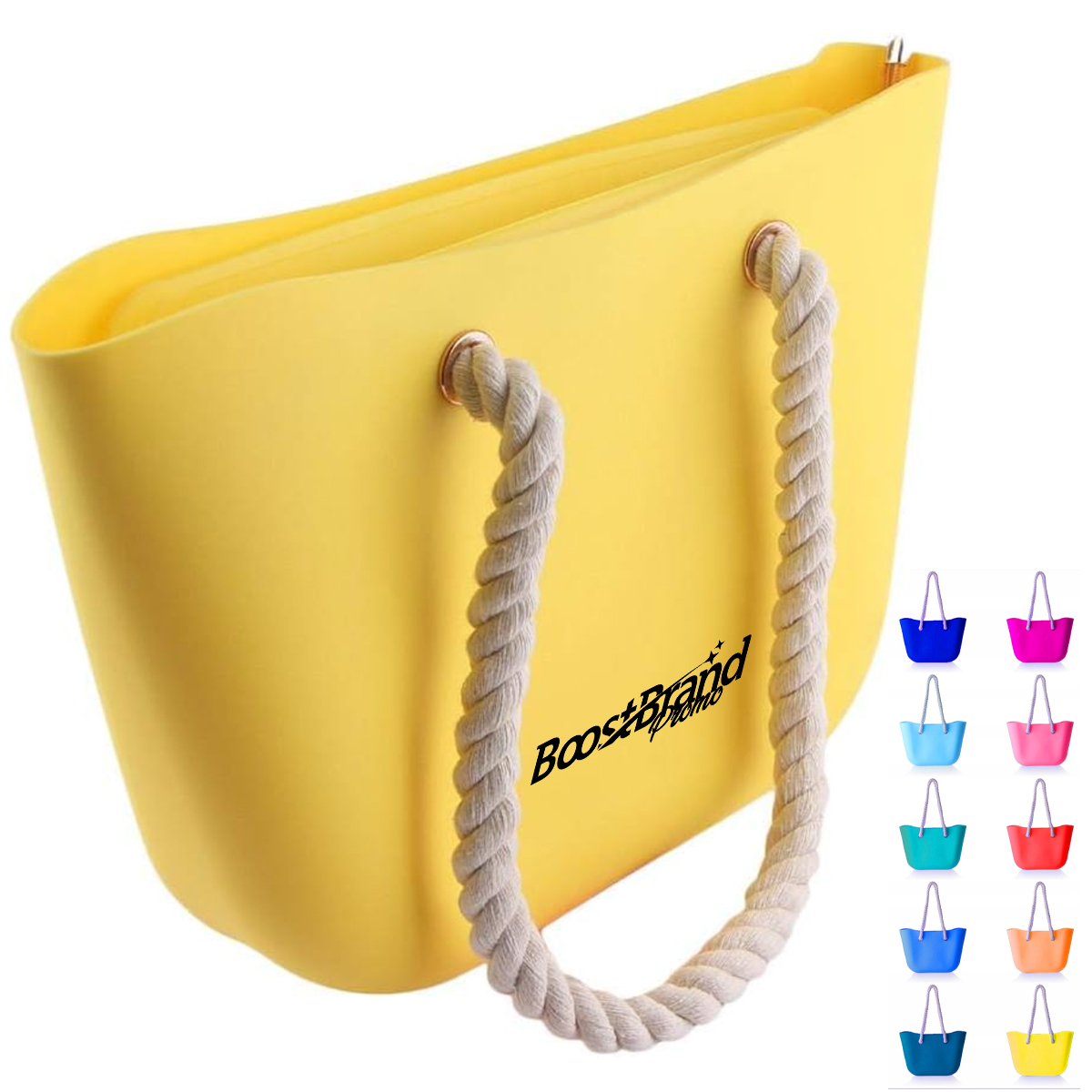 Custom Waterproof Silicone Beach Tote Bag with Rope Handles