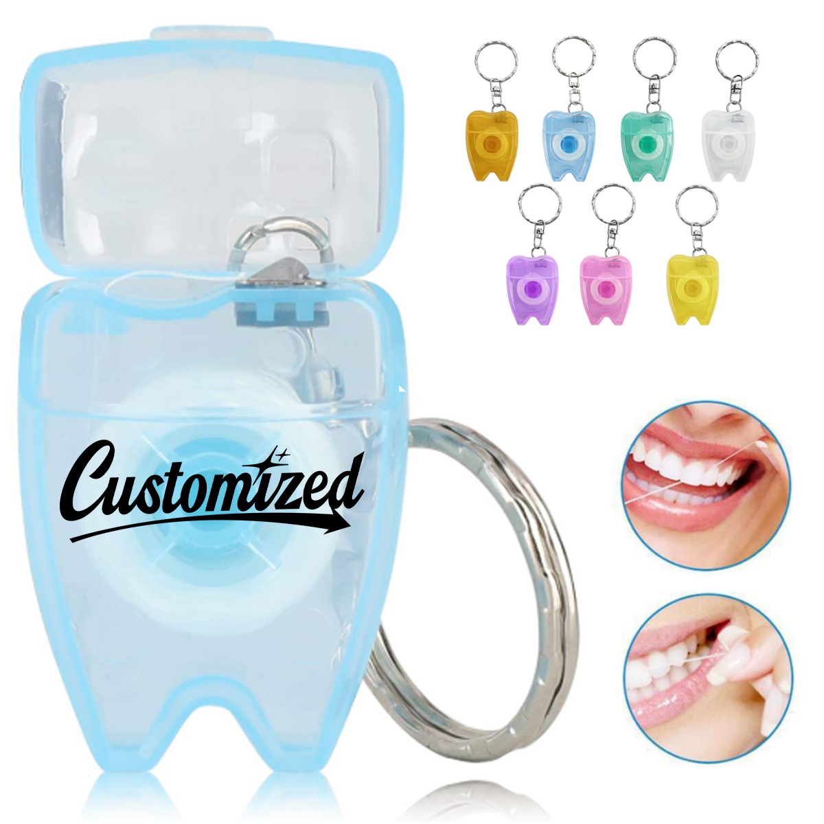 Portable Dental Floss Dispenser Keychain Tooth Shape
