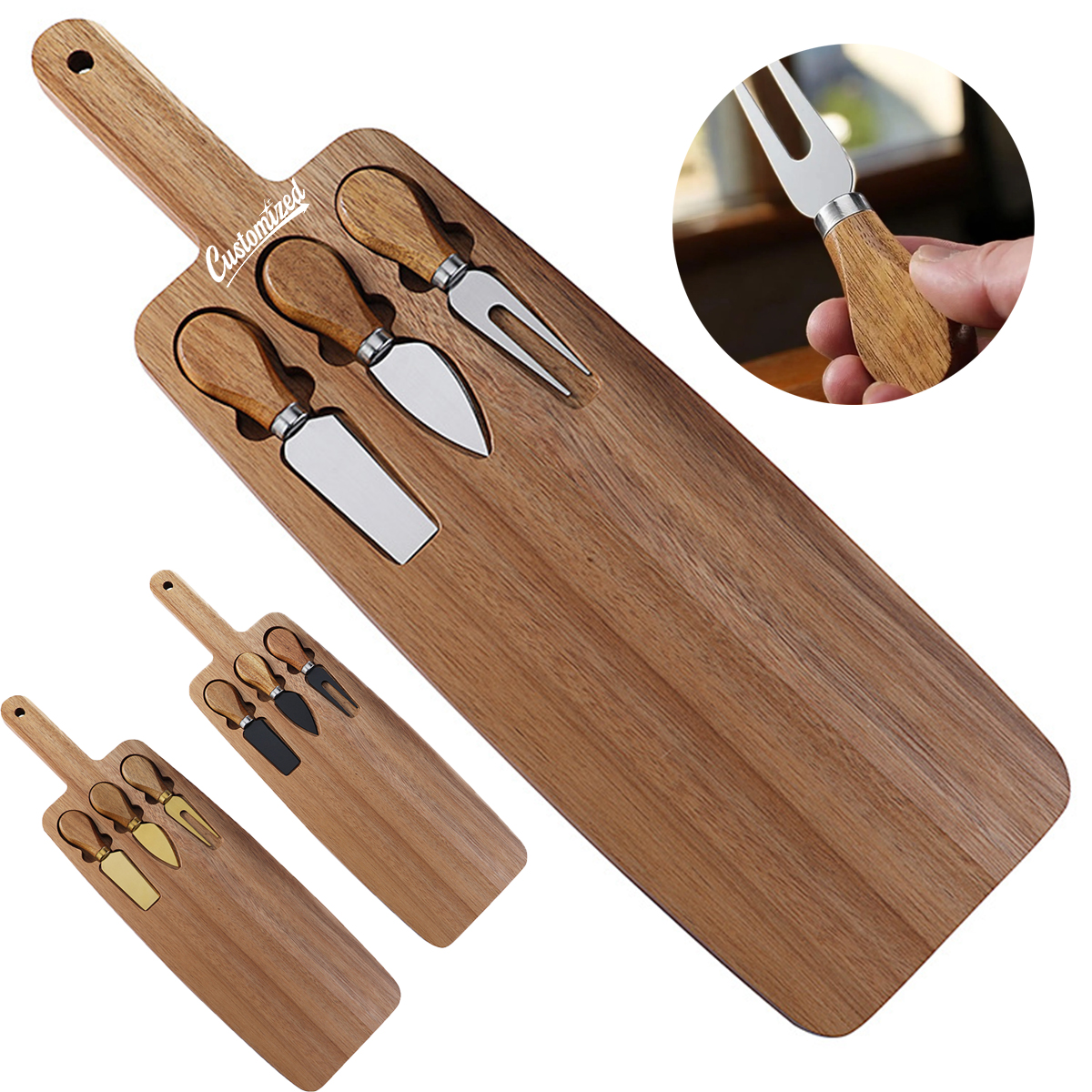 Wooden Cheese Board Serving Knife Set