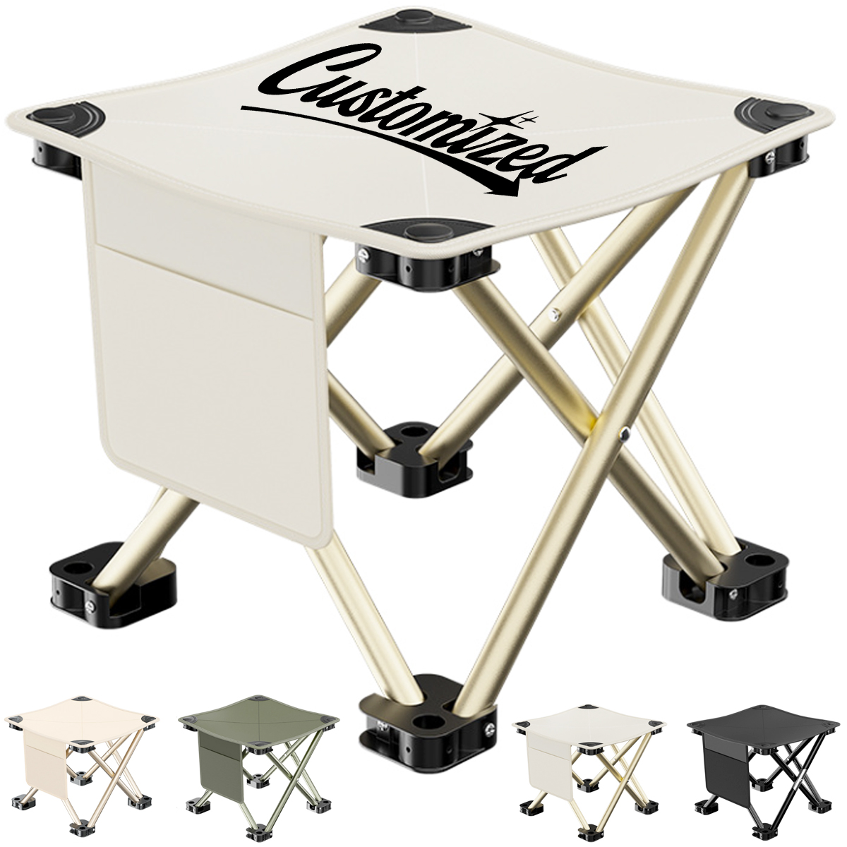 Foldable Outdoor Camping Chair with Storage Pouch & Side Pocket