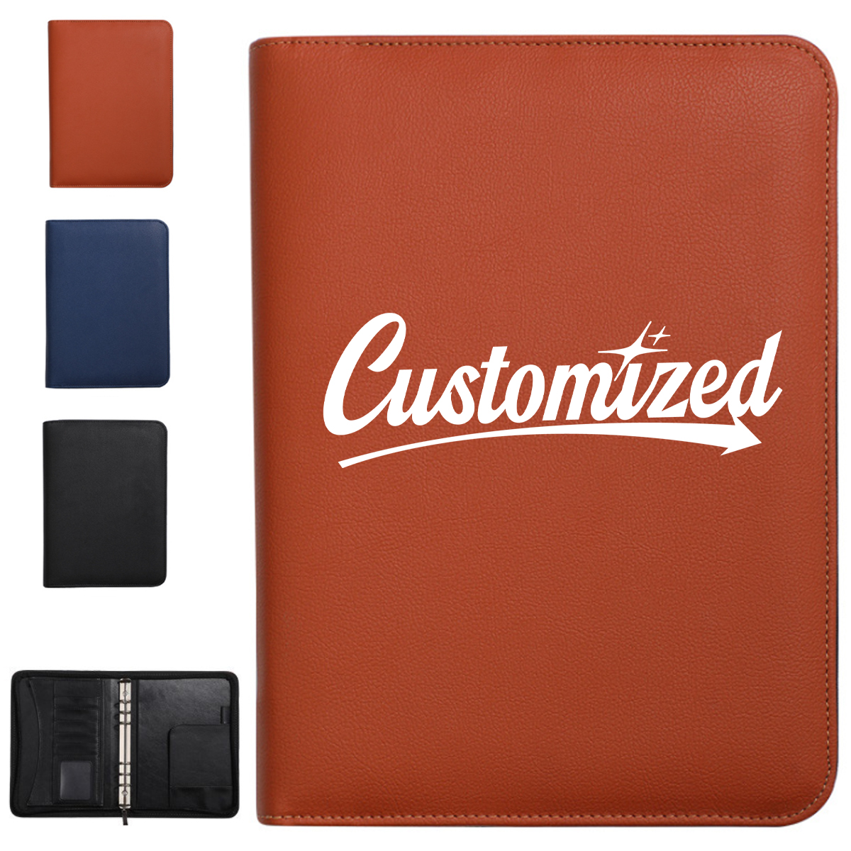 A5 Zippered PU Leather Business Notebook Organizer