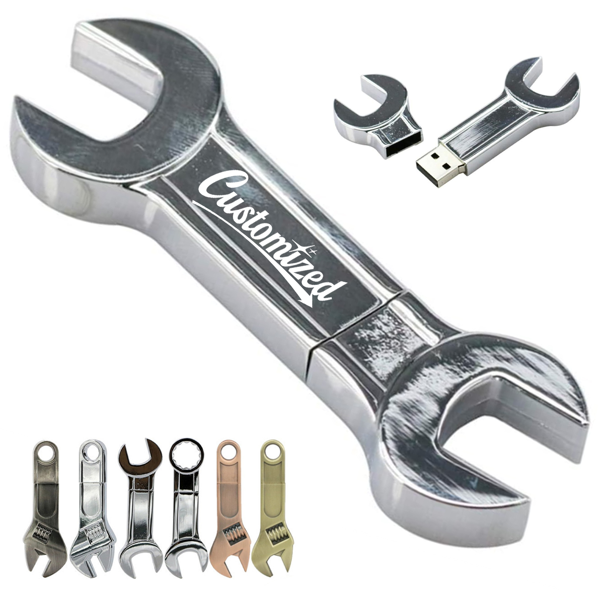 8GB Metal Wrench Shaped USB Flash Drive Custom