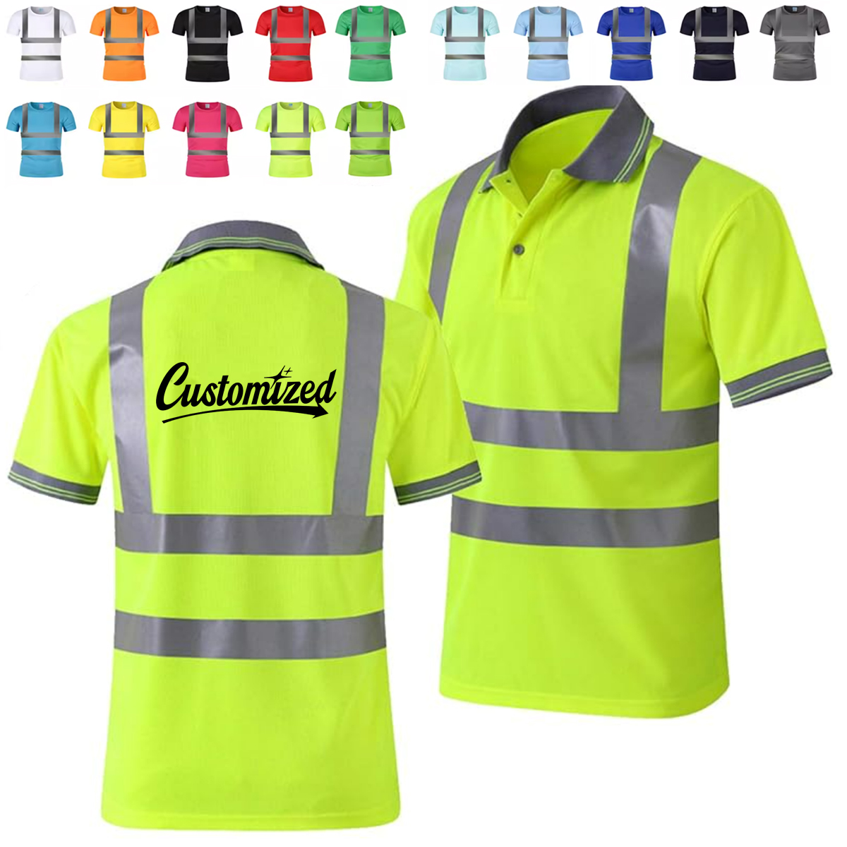Reflective Safety Polo Workwear Quick-Dry T-Shirt Clothes