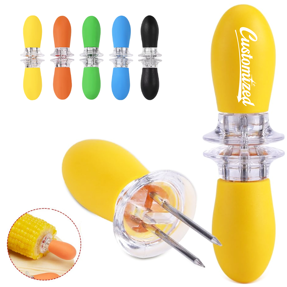 Reusable BBQ Picks Corn Cob Forks Holders Fruit Skewers