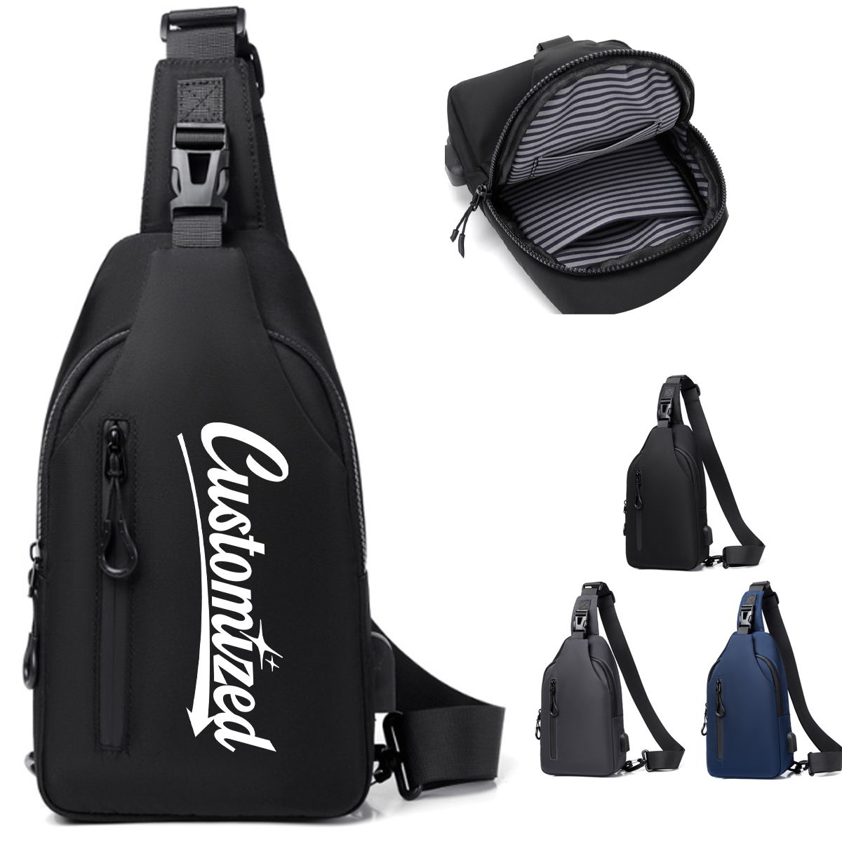 Crossbody Sling Bag with USB Charging Port & Safety Buckle