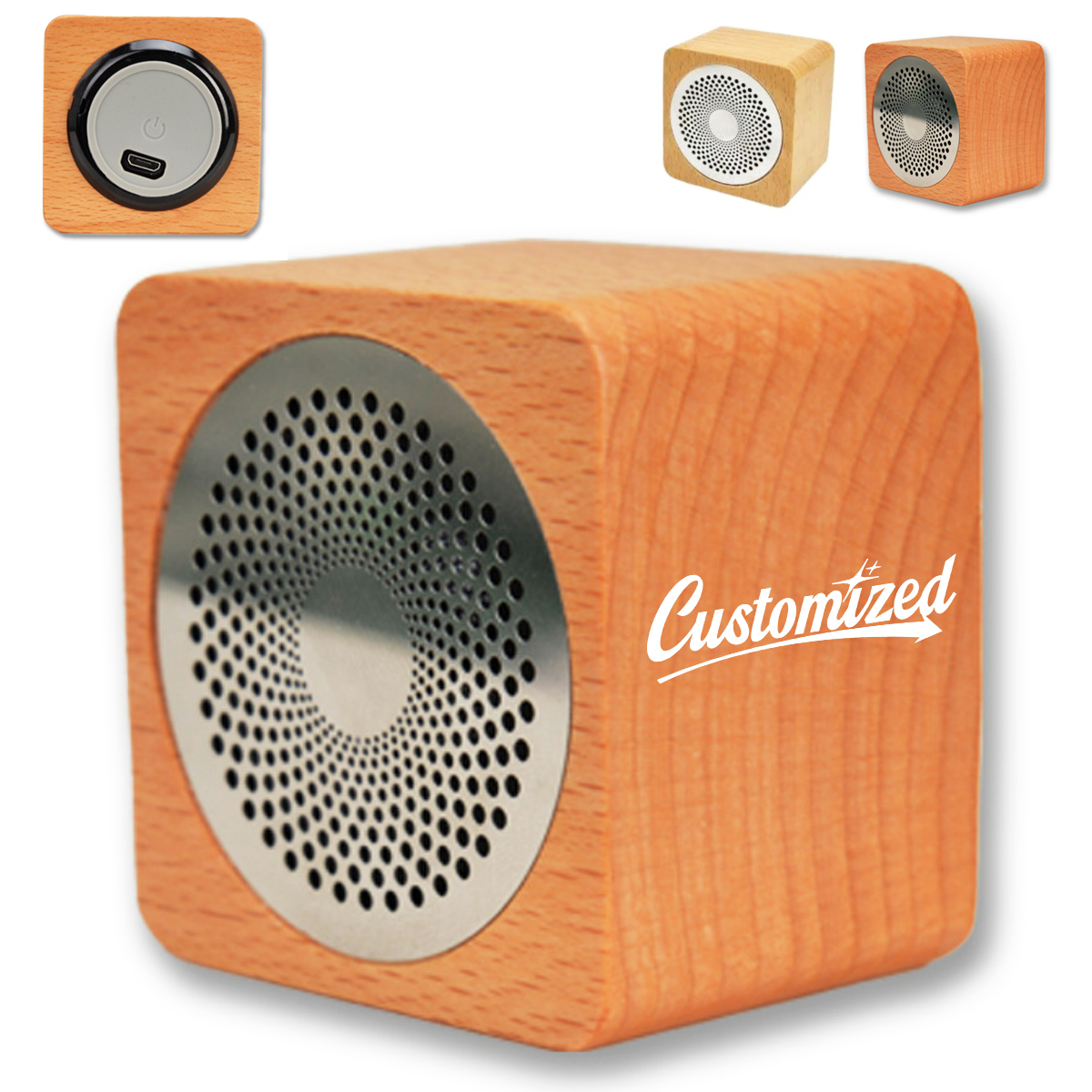Natural Cube Wood Bluetooth Wireless Speaker
