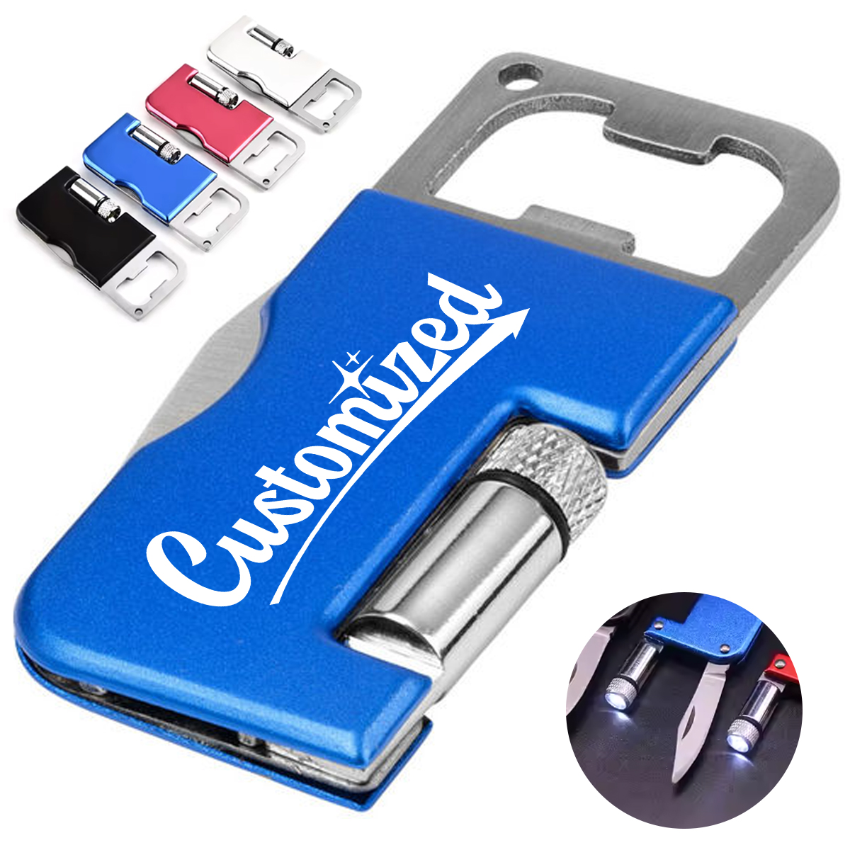 Multi Function Tool with Knife Flashlight and Bottle Opener