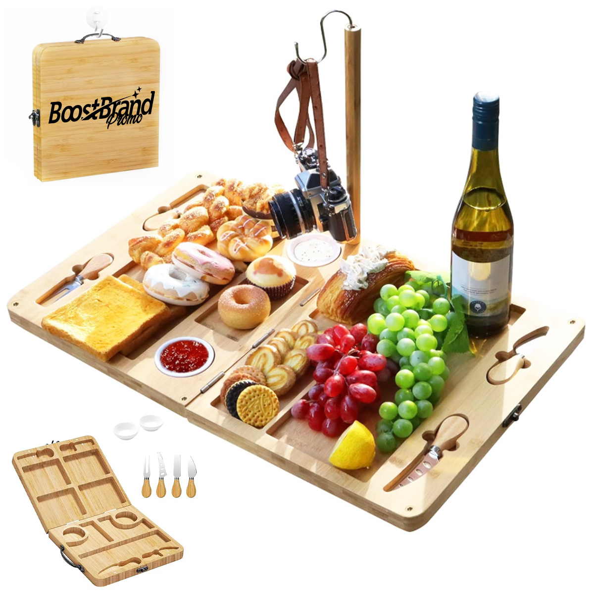 Foldable Bamboo Charcuterie Board with Serving Tools